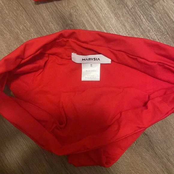 Marysia Venice Bow Bikini Set Poppy Red Top and Bottom - Picture 5 of 5